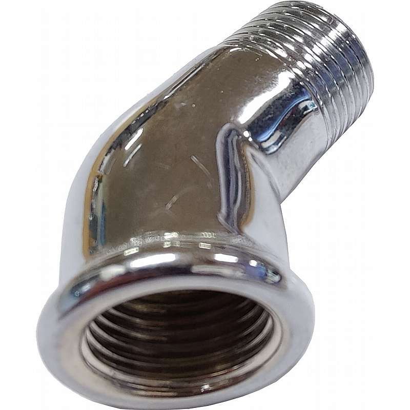 Messing Vinkel 45 gr. Muffe/Nippel (Forkromet)