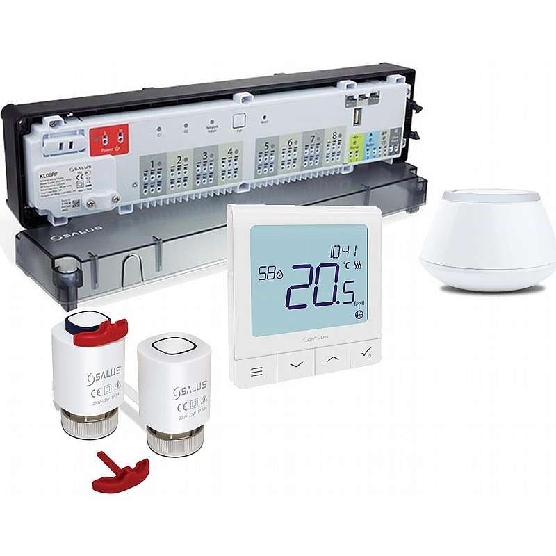 Salus komplet trådløs gulvvarmestyring med wifi og app styring - 230v - 7 kredse