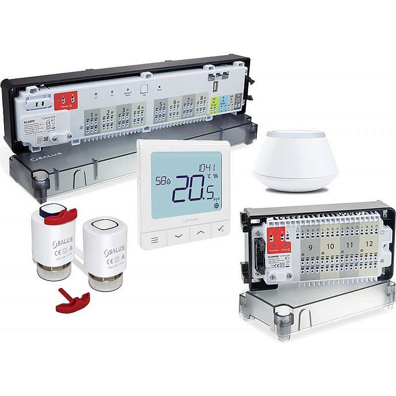 Salus komplet trådløs gulvvarmestyring med wifi og app styring - 230v - 9 kredse