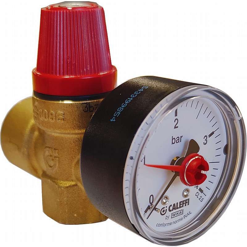Sikkerhedsventil 3 bar med manometer - 1/2