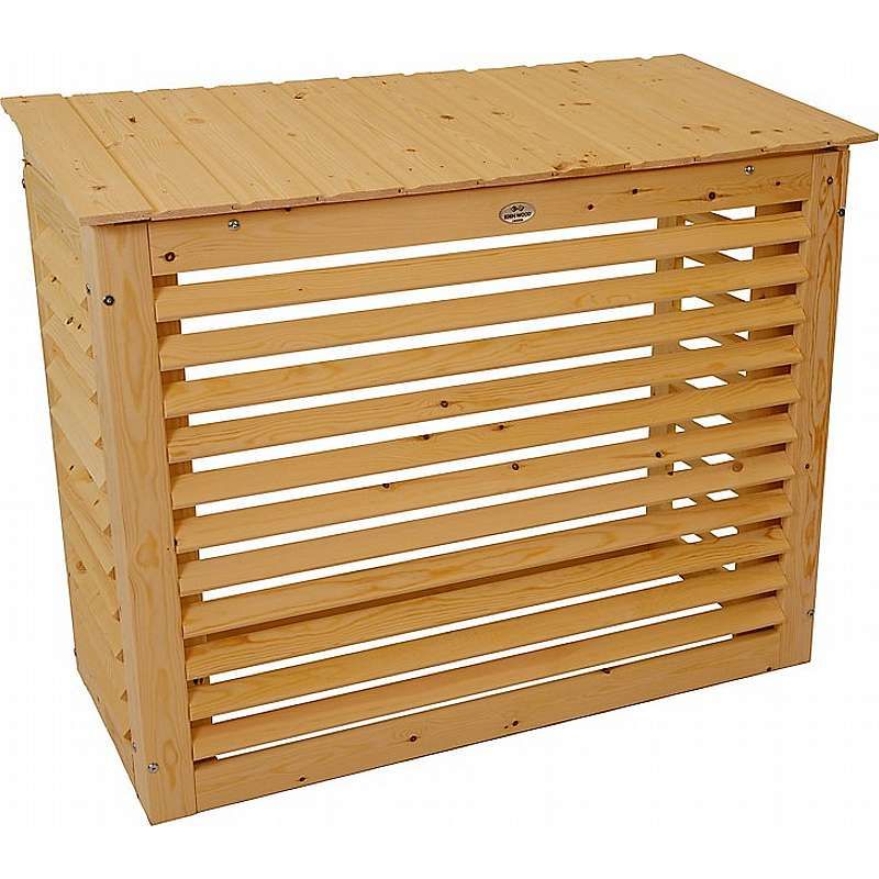 Varmepumpeskjuler VP 3. Natur/fyrretræ. Beskytter udedelen til luft/luft varmepumpe