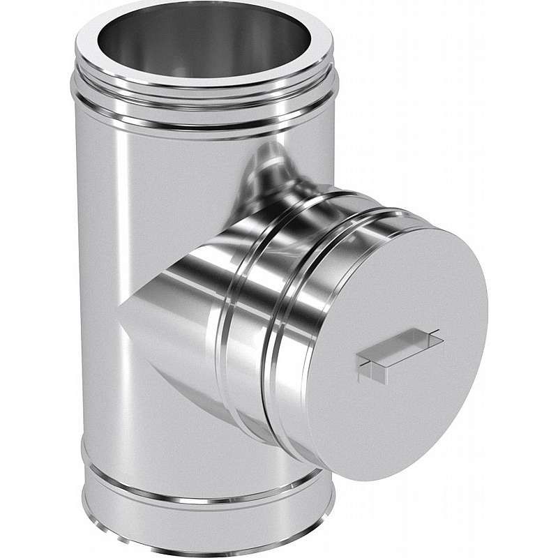 Skorstenslængde med rense- og inspektionsdør >200° - ø100mm - blank (Multi25)