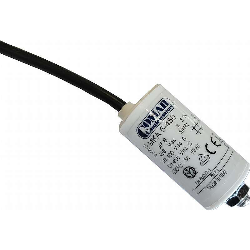 Kondensator RPC24506K-P 450V 6uF, M8 og 250 mm kabel