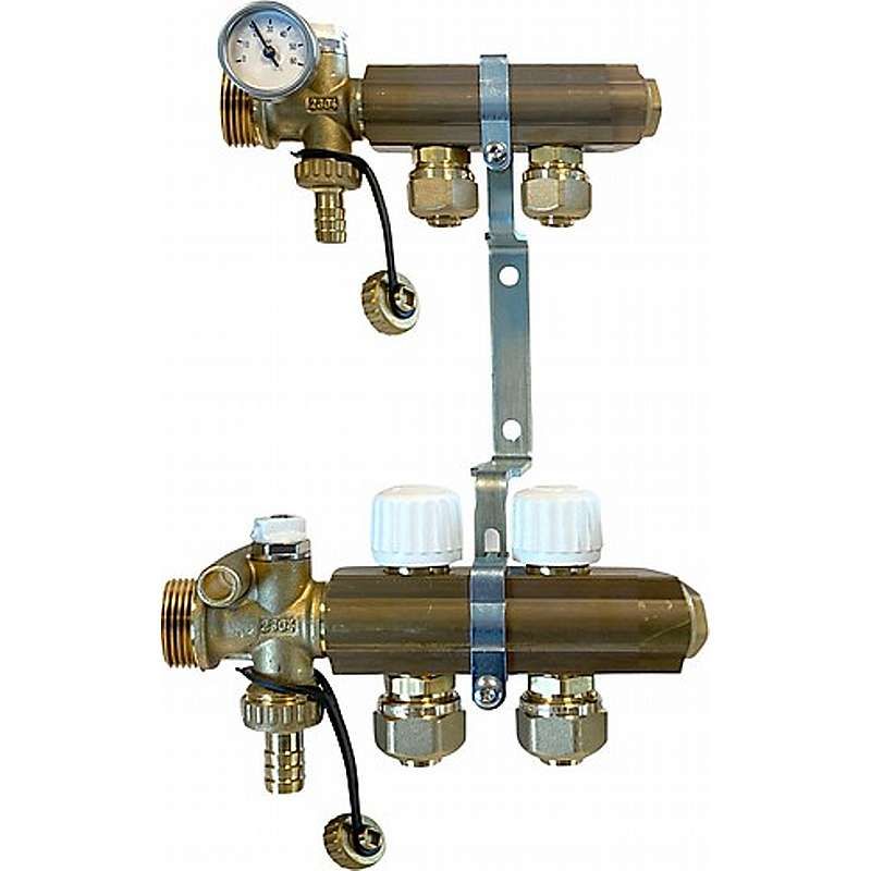 Altech gulvvarme fordelerrør 20 mm. med forudindstilling til 2 kredse