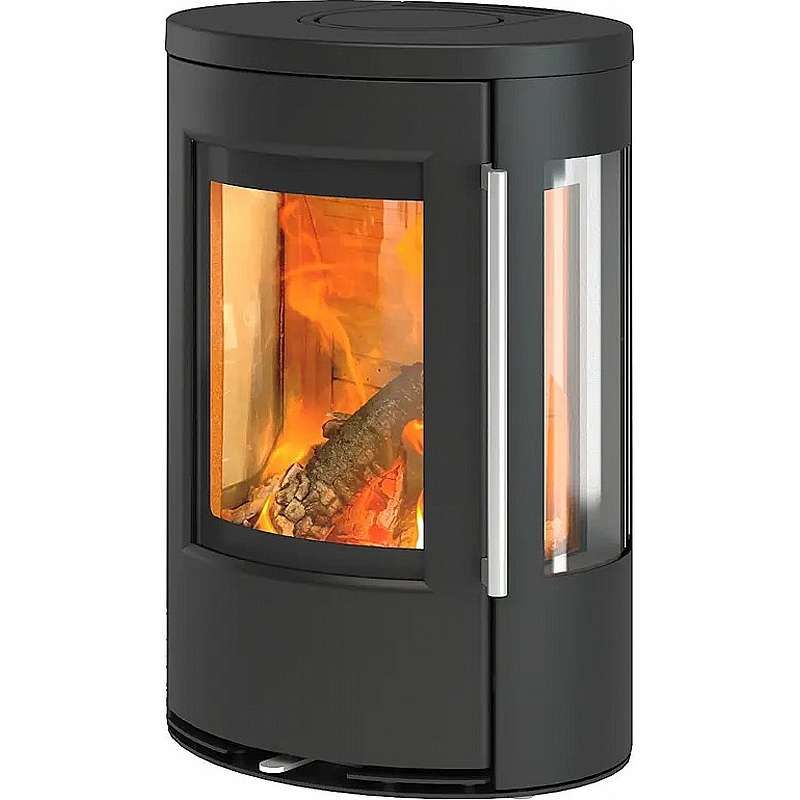 TermaTech brændeovn model  TT23RGW stålovn runde sider m. glas