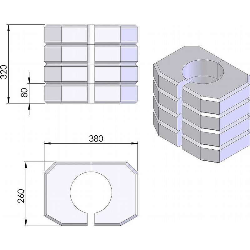 Varmelagrings sten Sæt med 8 stk. 48kg (TT21RHT+TT23RHT)