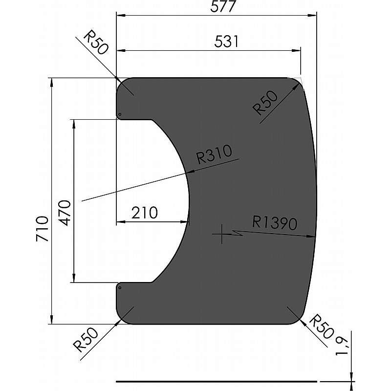 Form stålplade til TT20+TT21+TT23+TT44 lille 710x577mm