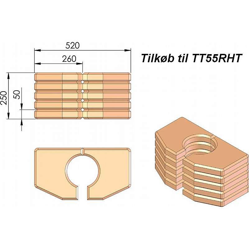 Varmelagrings sten Sæt med 10 stk. 60kg til TT55RHT