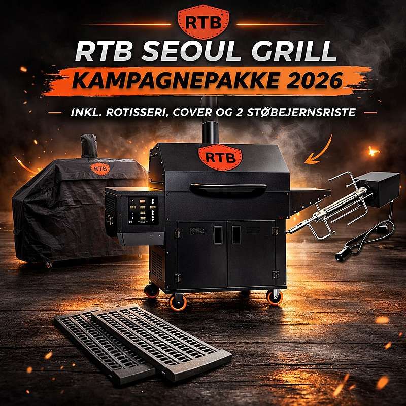 RTB grill Seoul med Rotisseri, Cover og 2 støbejernsriste