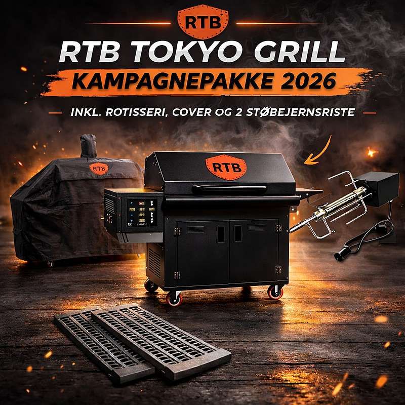 RTB grill TOKYO med Rotisseri, Cover og 2 støbejernsriste