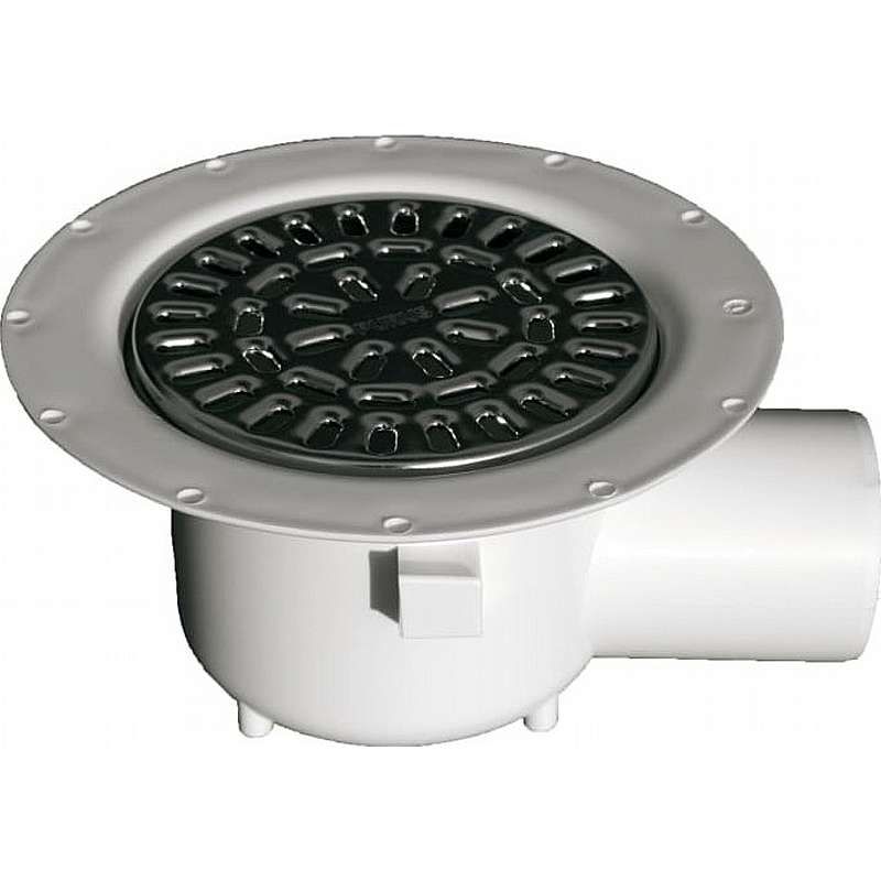 Purus ODEN 75 mm afløbsskål til vinyl, u/studs, vandret, rustfri