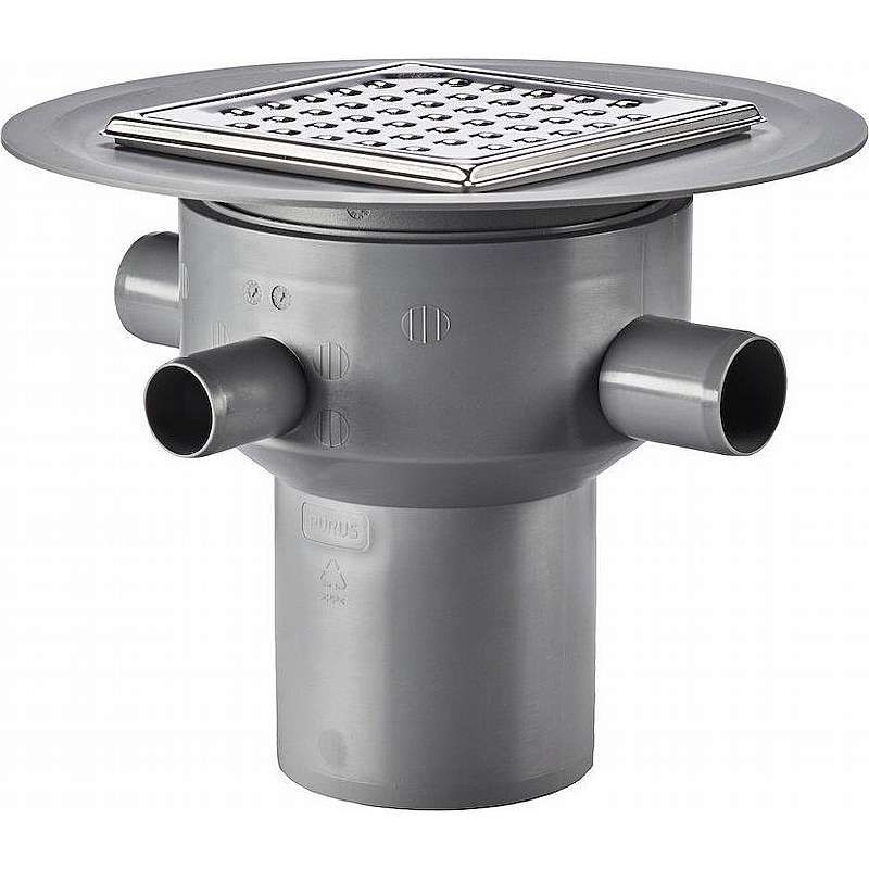 Purus Multiflex 110 mm afløbsskål t/sm.membran, m/studs, lodret