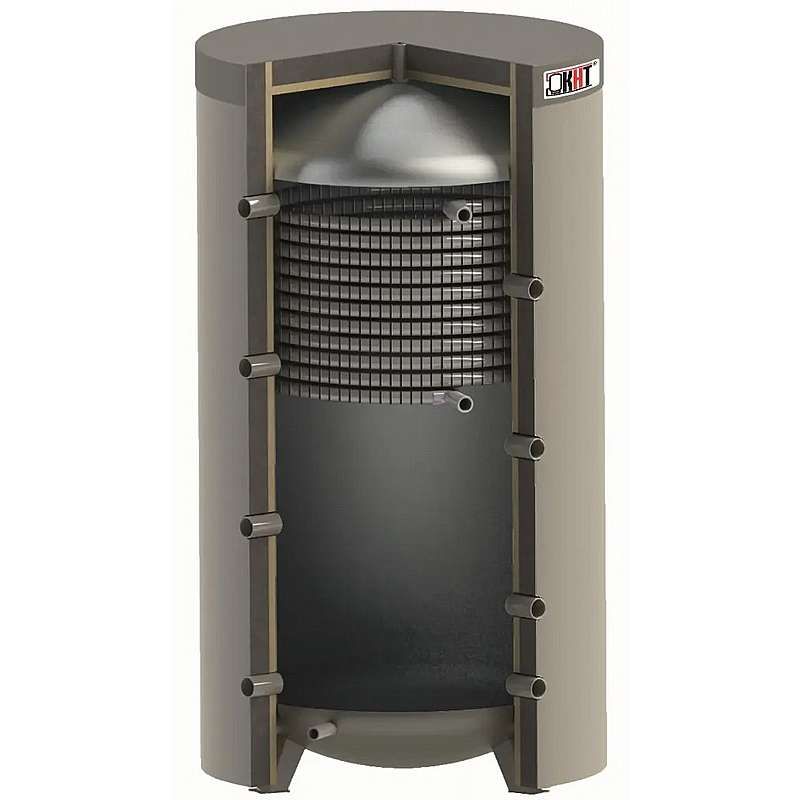 Akkumuleringstank isoleret  m/brugsvandsspiral 2m² - ø1368x2105mm - 2000L