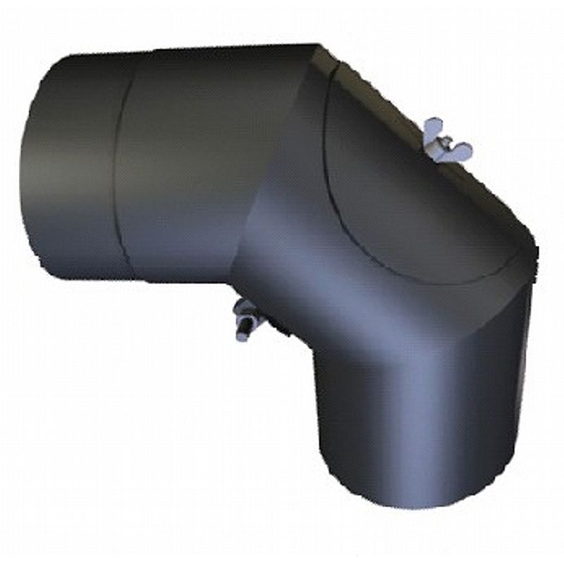 Røgrørs bøjning 90 gr. med smig og rense klap - ø130 mm 