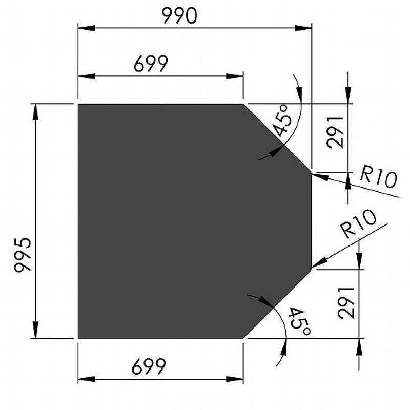 Sekskantetstålgulvplade - 2mm - sort - A:100 x B:100cm