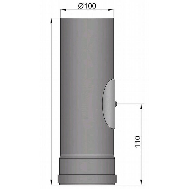 Lige røgrør med tætningsring og rensedør - Ø100 mm