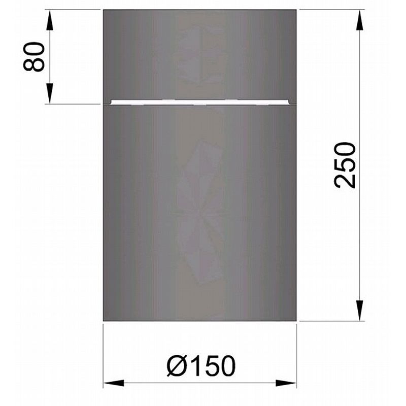 Lige røgrør cylindrisk med kondensring, Sort - Ø150 mm