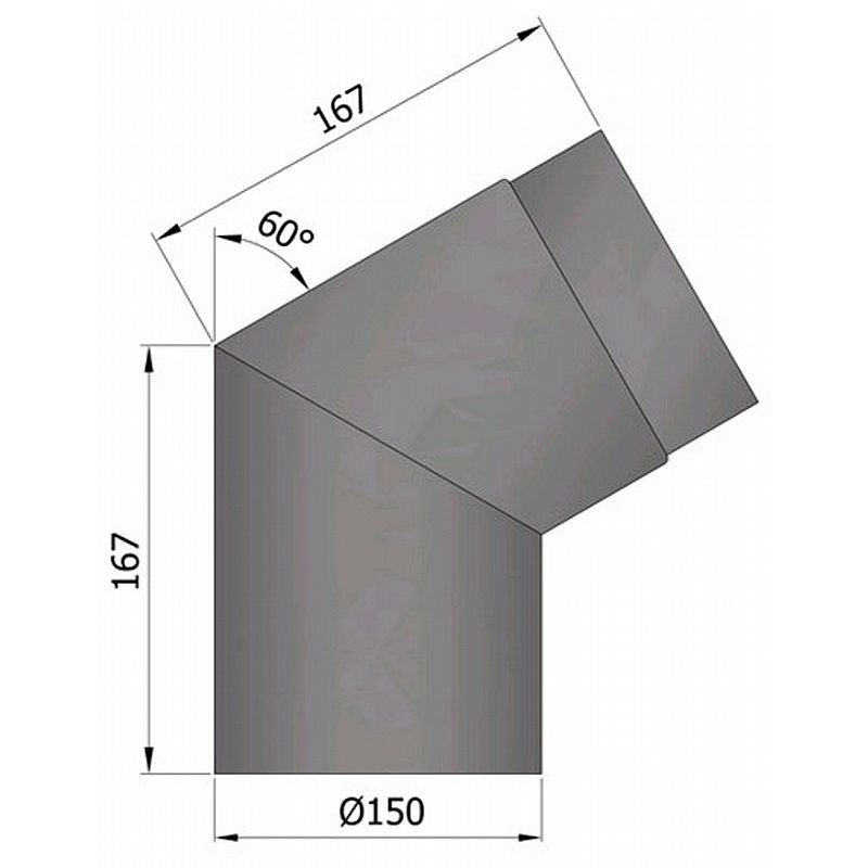 Røgrørs Bøjning 60 gr. - Sort - Ø150mm