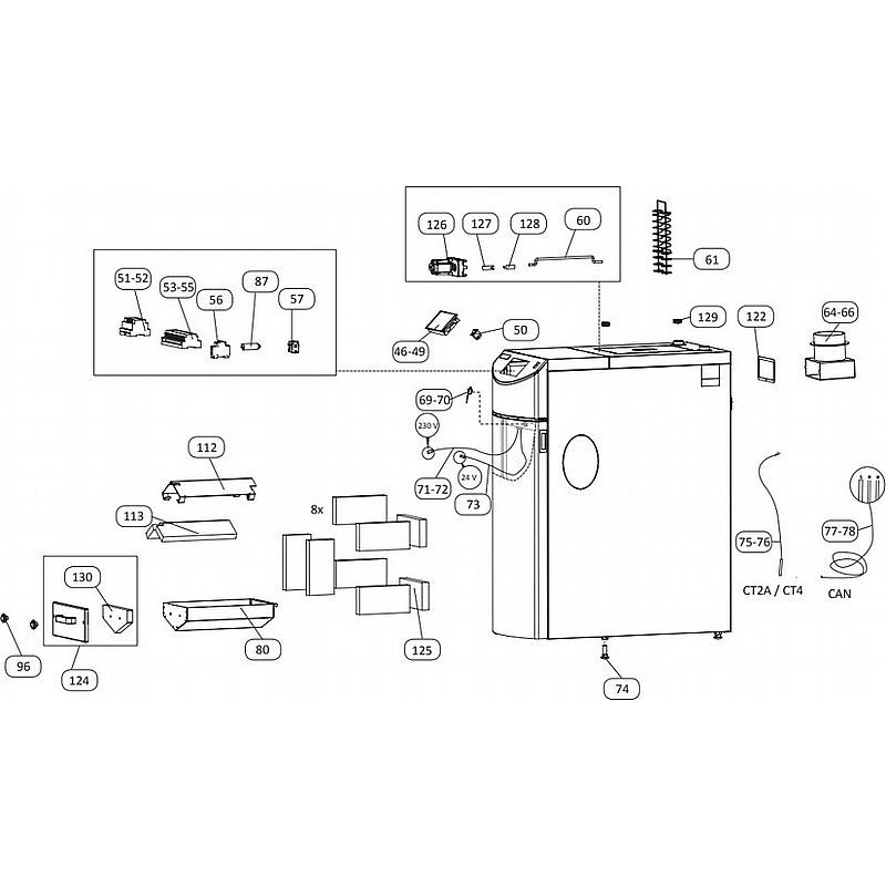 Øvrige reservedele til Pellux Compact 12kw kedel