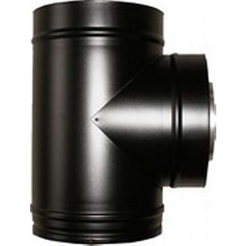 T-stykke m/sodskål og aftap - 90 gr. ø100mm, sort (Multi50)