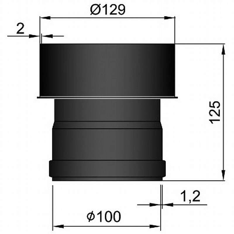 Røgrør Kobling ø100mm til 130mm