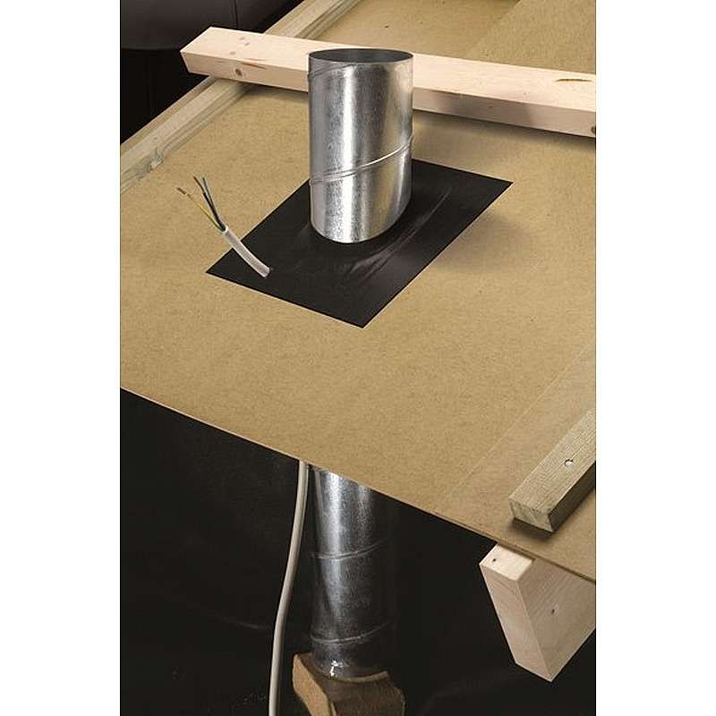 Dampspærremanchet 0-38°, gummi t. undertagsgennemføring, flad model - 500 x 500mm