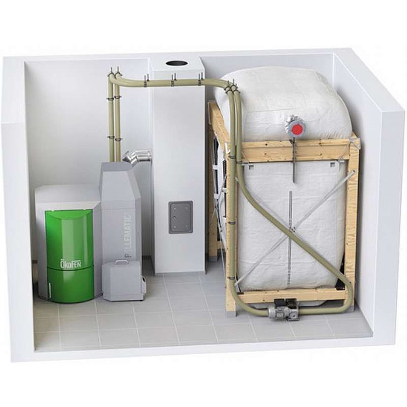 Pellematic komplet med pillesugesystem og stofsilo - 25kw (ÖkoFen)