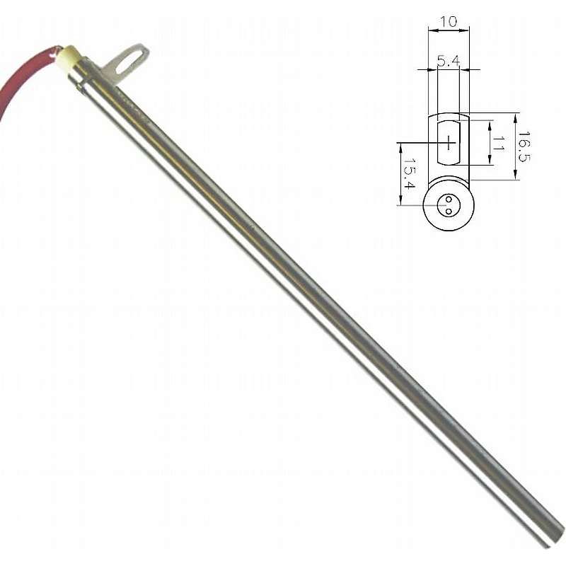 Gløderør med flance, 470W, Ø 12,5mm, totallængde 280mm, længde til flance 270mm