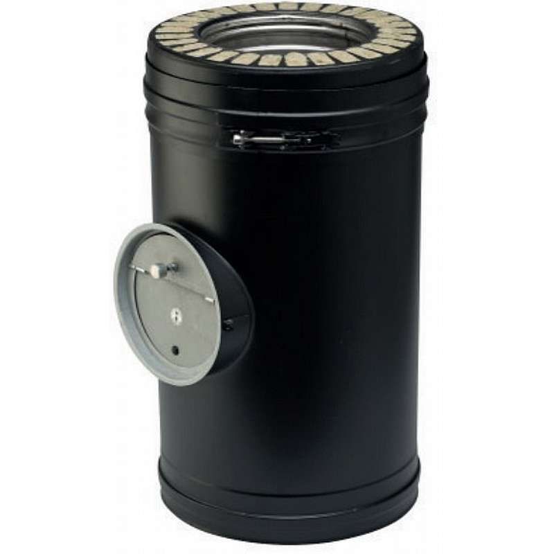 Isoleret skorstenslængde ø150mm med trækstabilisator . længde 500mm (Wood)