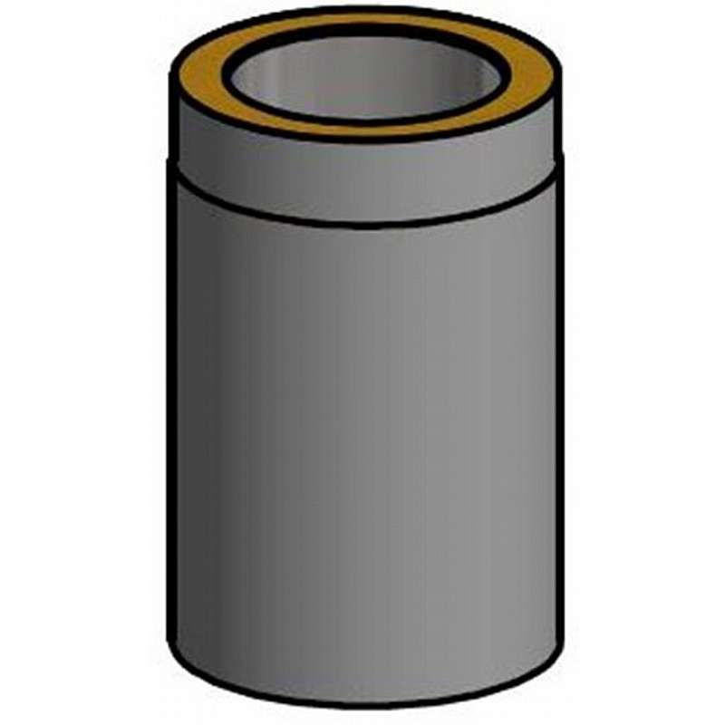 Isoleret røgrør længde Ø150mm - L=330mm - sort - 06/06MM