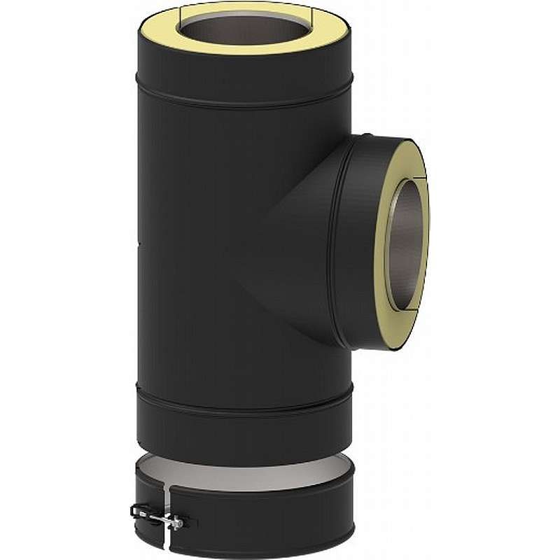 T-stykke, åben inkl. spændebånd til væggennemføring