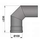 Røgrørs bøjning 2x45 gr. med tætningsring - Ø100 mm