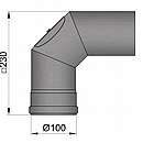 Røgrørs bøjning 2x45 gr. med klap og tætningsring - Ø100 mm