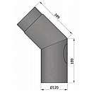 Røgrør bøjning 45gr. med klap, Sort - Ø120mm