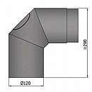 Røgrør bøjning 2x45gr. med klap, Sort - Ø120mm