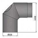 Røgrør kort model bøjning 2x45gr. med klap. Sort - Ø120mm