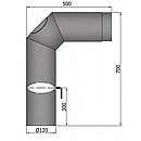 Knæ røgrør 90gr. m/klap og spjæld, 700x500mm, Sort - Ø120mm