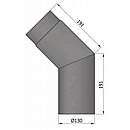 Røgrør bøjning 45gr. Sort - Ø130mm