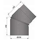Røgrør justerbar bøjning 2-delt. 0-45 gr., Sort - Ø130mm