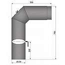 Knæ røgrør 90gr. m/klap og spjæld, 700x500mm, Sort - Ø130mm