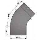 Røgrørs Bøjning Fullform 45 gr. Sort - Ø150mm
