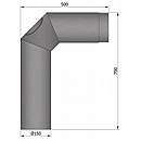 Knæ røgrør 2x45gr. med klap - 700x500mm, Sort - Ø150mm