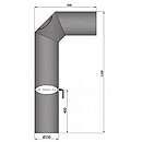 Knæ røgrør 2x45gr. med klap og spjæld - 1100x500mm, Sort - Ø150mm
