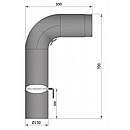 Røgrørs Bøjning Fullform 90 gr. med dør og spjæld, 700x500mm - Lys grå - Ø150mm