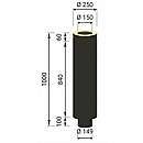 Isoleret startsektion 900mm, sort Ø150mm (Design Line)