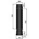 Lige røgrør teleskopisk L=410-610mm, Ø80mm - Sort