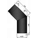 Røgrør bøjning 45gr. Sort - Ø125mm