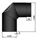 Røgrør bøjning 2x45gr. med klap, Sort - Ø125mm