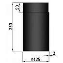 Lige røgrør Ø 125 mm. Sorte røgrør Ø 125 mm L=250 mm!