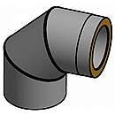 Isoleret røgrør Bøjning 2x45° - sort - 06/06MM